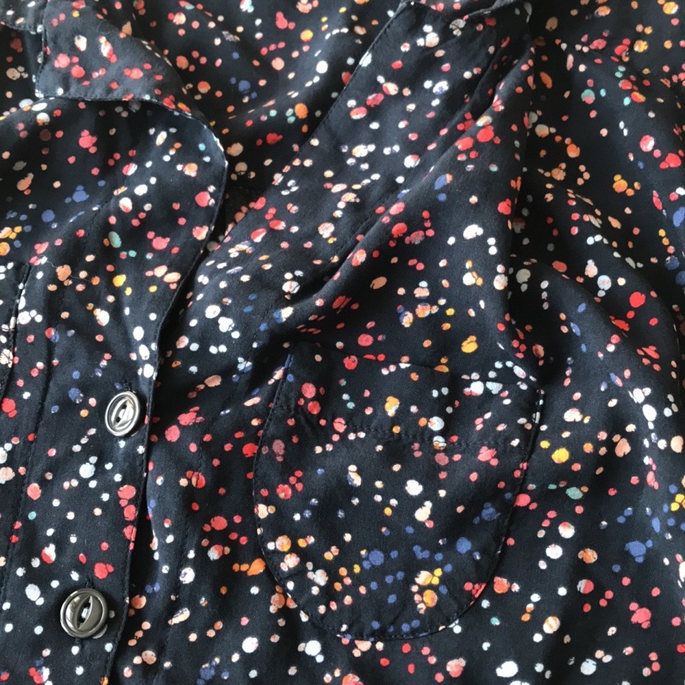 Anthropologie Maeve splatter top blue yellow red - Picture 6 of 10